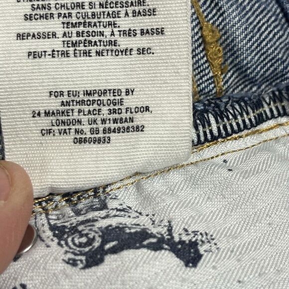 Anthropologie Pilcro & Letterpress Hyphen Fringe Hippie Crop Jeans Sz 31 Petite - Picture 10 of 12